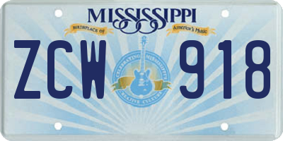 MS license plate ZCW918
