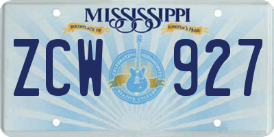 MS license plate ZCW927