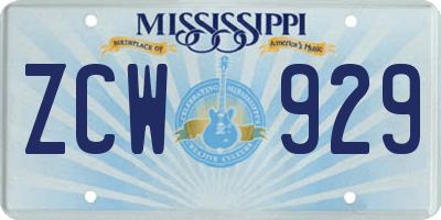 MS license plate ZCW929