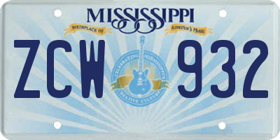 MS license plate ZCW932