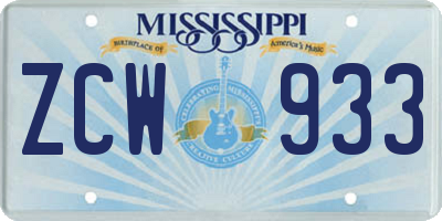 MS license plate ZCW933