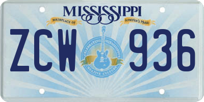 MS license plate ZCW936