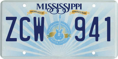 MS license plate ZCW941