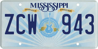 MS license plate ZCW943