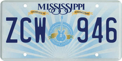 MS license plate ZCW946