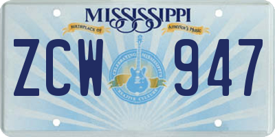 MS license plate ZCW947