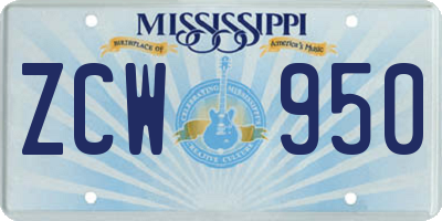 MS license plate ZCW950