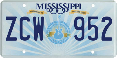 MS license plate ZCW952