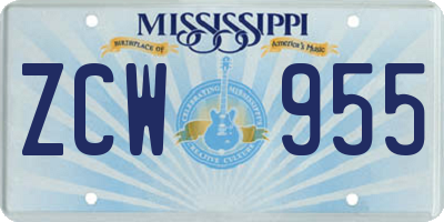 MS license plate ZCW955