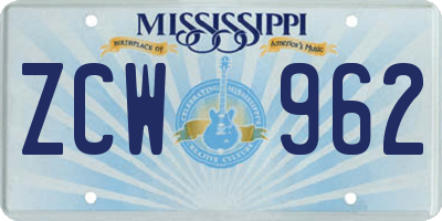MS license plate ZCW962