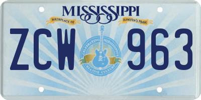 MS license plate ZCW963