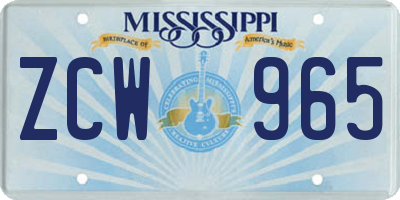 MS license plate ZCW965