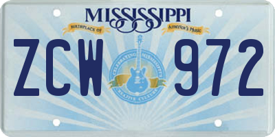 MS license plate ZCW972