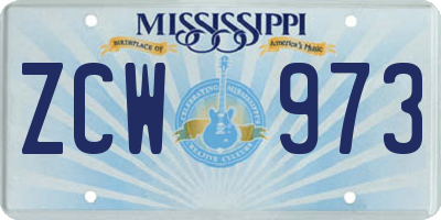 MS license plate ZCW973