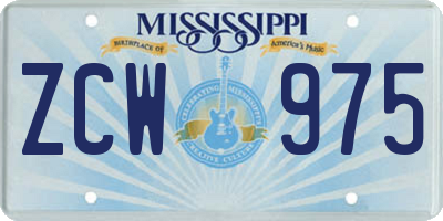 MS license plate ZCW975