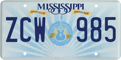 MS license plate ZCW985