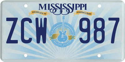 MS license plate ZCW987