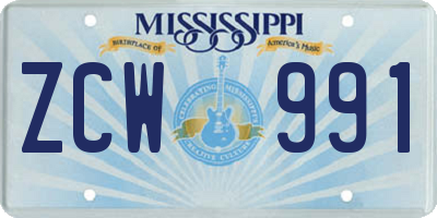 MS license plate ZCW991