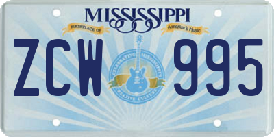 MS license plate ZCW995