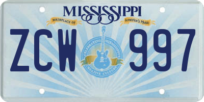 MS license plate ZCW997
