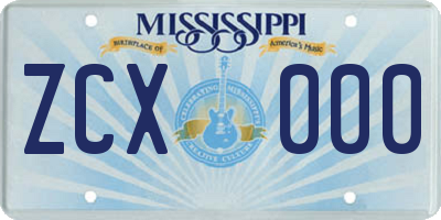 MS license plate ZCX000