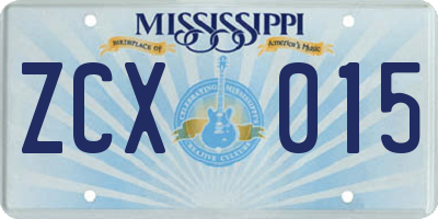MS license plate ZCX015