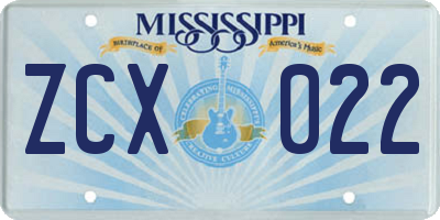 MS license plate ZCX022
