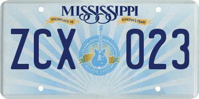 MS license plate ZCX023