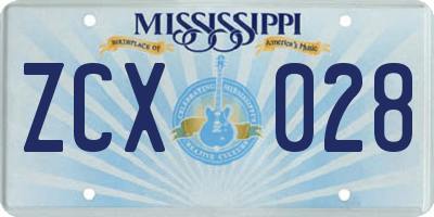 MS license plate ZCX028