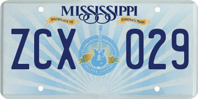 MS license plate ZCX029