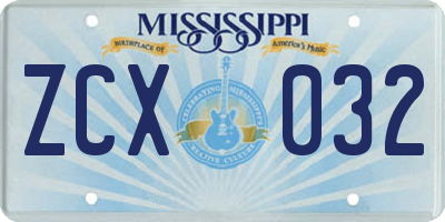 MS license plate ZCX032