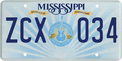 MS license plate ZCX034