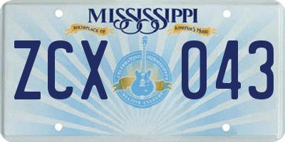 MS license plate ZCX043