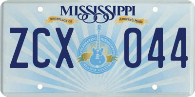 MS license plate ZCX044