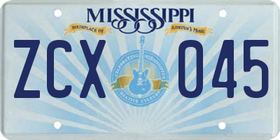 MS license plate ZCX045