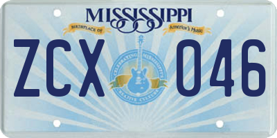 MS license plate ZCX046