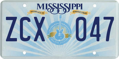 MS license plate ZCX047