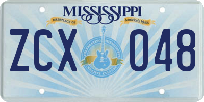 MS license plate ZCX048