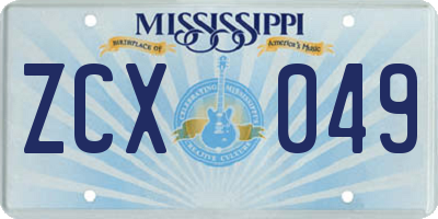 MS license plate ZCX049