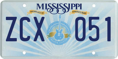 MS license plate ZCX051