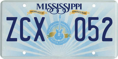 MS license plate ZCX052