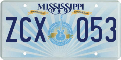 MS license plate ZCX053