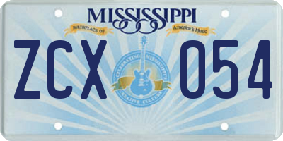 MS license plate ZCX054