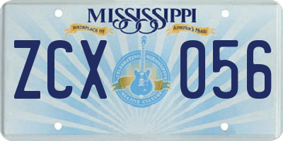 MS license plate ZCX056