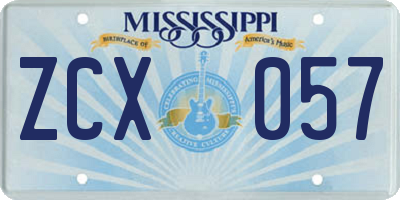 MS license plate ZCX057