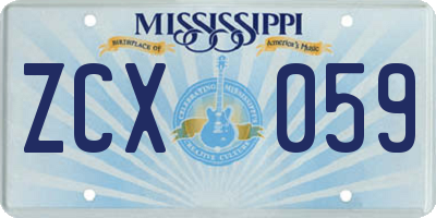MS license plate ZCX059