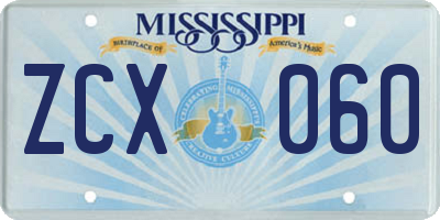 MS license plate ZCX060