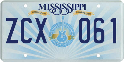 MS license plate ZCX061