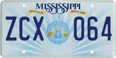 MS license plate ZCX064