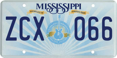 MS license plate ZCX066